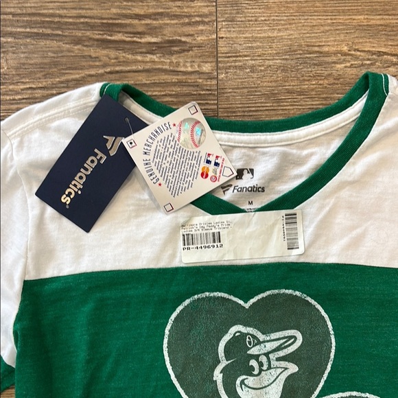 Fanatics Women's Size M St. Patrick's Day MLB Baltimore Orioles 3/4 Sleeve NWT - Picture 2 of 7